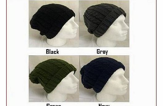 Generic Warm Winter Cable Knit Oversize Baggy Beanie Hat, 4 colours (Black)