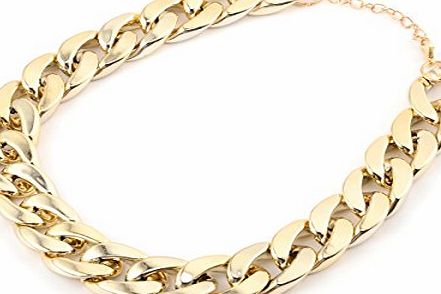 Generic Womens Jewelry Short Choker Necklace Chunky Curb Chain Shiny Celebrity Style Collar - Golden