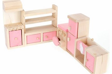 Generic Wooden Dollhouse Furniture Kitchen Toy Set
