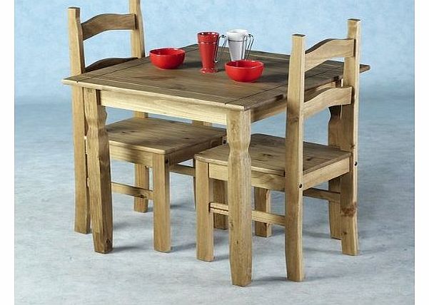 WorldStores 2 Seat Pine Table and Matching Chairs Kitchen or Dining Room Set