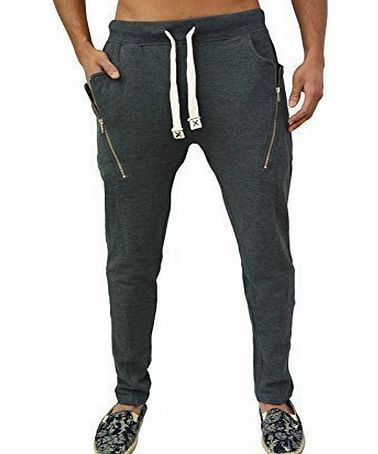 Genetic Apparel Mens Boys Designer Skinny Slim Fit Fleece Joggers Casual Bottoms GA55 Navy Blue X-Large - 34`` Waist