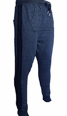 Genetic Apparel Mens Designer Skinny Slim Tight Fit Joggers Bottoms Pants Trousers Casual S-XL (LARGE, NAVY)