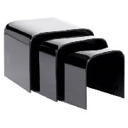 Geneva Glass Nest Set of 3 Tables, Black