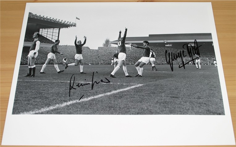 BEST and DENIS LAW HAND SIGNED 10 x 8 PHOTO