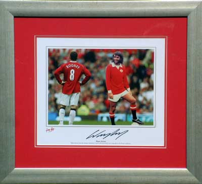 George Best with Wayne Rooney signed and framed print