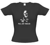 George Bush  Pull my finger female t-shirt.