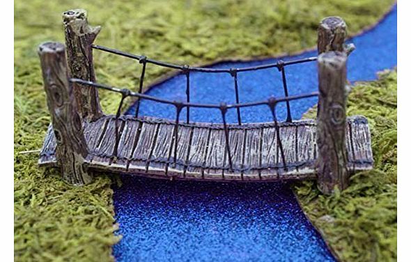 George Fiddlehead Miniature Woodland Suspension Fairy Bridge - Fairy Garden Ornament Accessory