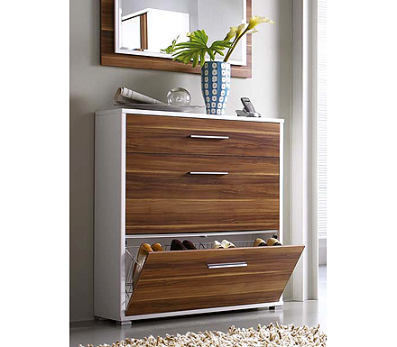 Germania Florence Shoe Cabinet in Walnut and White