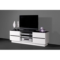 Germania Gyras TV Unit in White High Gloss and Black Glass