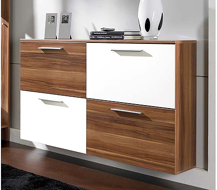 Isy Shoe Cabinet in Walnut and White