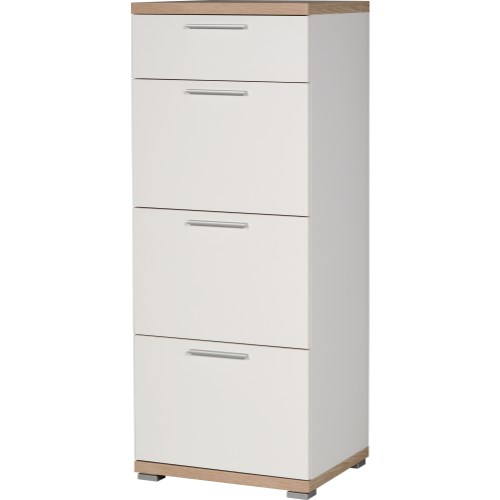 Tall Chest of Drawers in White and Oak