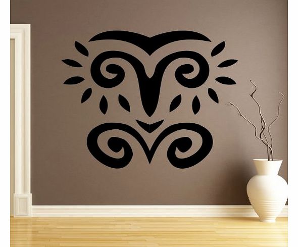 GetitStickit Abstract Floral Decorative Print Wall Art Sticker Wall Decal 01 - Vinyl Sticker Wall Art Deco Decal - 50cm Height,50cm Width - Black Vinyl
