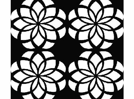 GetitStickit Abstract Floral Square Pattern Wall Art Sticker Wall Decals 02 - Vinyl Sticker Wall Art Deco Decal - 50cm Height,50cm Width - Black Vinyl