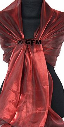 GFM Designs GFM Sheer Shimmer Iridescent (Burgundy Red - 2) Scarf Wrap Stole Ideal for Evening Wear , Wedding , 