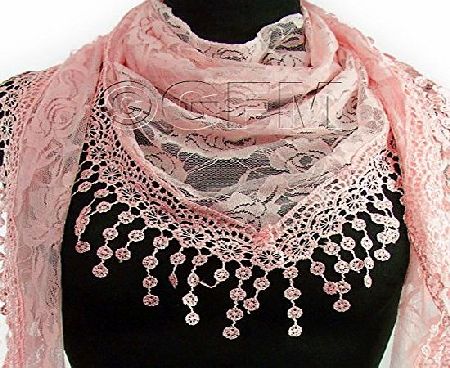 GFM Scarf: Triangle Vintage Style Scarf (#400)(Style 3 - Light Peach)