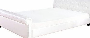 GFW Georgia Vinyl Sleigh Bed Frame Size: Double, Colour: White