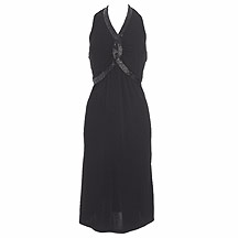 Gharani Strok Black bead neck halterneck dress