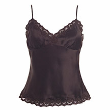 Gharani Strok Chocolate lace trim silk cami