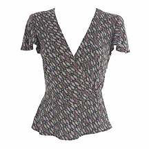 Gharani Strok Dark turquoise leaf print jersey wrap top