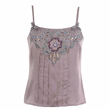 Gharani Strok Lilac pintuck applique camisole