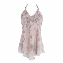 Gharani Strok Multi leaf print halter neck top