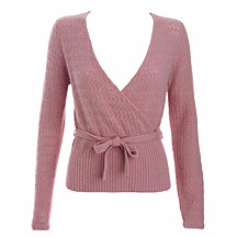 Gharani Strok Pink crochet mock wrap over top