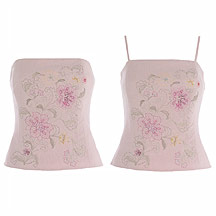 Gharani Strok Pink linen embroidered bustier