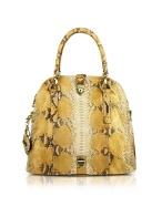 Ghibli Beige Python Convertible Fold-Over Tote Bag