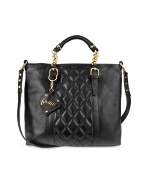Ghibli Black Quilted Front Nappa Leather Tote Bag