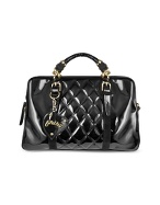 Ghibli Black Quilted Front Patent Leather Bauletto Bag