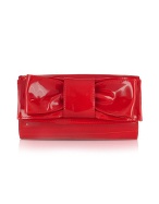 Ghibli Front Bow Red Patent Leather Clutch Bag