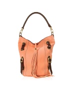 Ghibli Front Tassel Salmon Pink Suede and Leather Hobo Bag