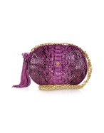Ghibli Fuchsia Python Skin Oval Shoulder Baguette Bag