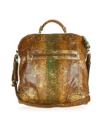 Ghibli Golden Brown Reptile Leather Large Tote Bag