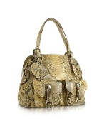 Ghibli Honey Brown Python Satchel Bag w/Pouch