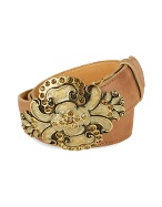 Ghibli Jeweled Buckle Light Brown Leather Belt