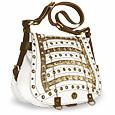 Ghibli Jeweled Flap White Messenger Calf Leather Bag