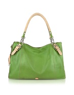 Ghibli Lime Green Convertible Calf Leather Tote Bag