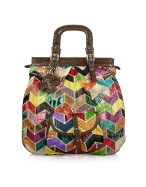 Ghibli Multicolor Patchwork Python Tote Handbag