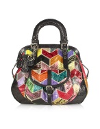 Ghibli Multicolor Patchwork Python Zip Tote Handbag