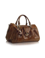 Ghibli Natural Brown Crocodile and Python Satchel Bag