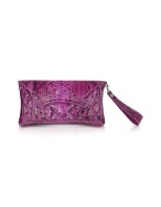 Ghibli Purple Python Skin Envelope Clutch Bag