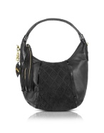 Ghibli Quilted Suede and Leather Large Hobo Bag
