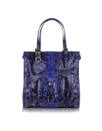 Ghibli Violet Front Pocket Python Tote Bag w/Pouch