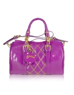 Ghibli Violet Quilted Patent Leather Satchel Bag