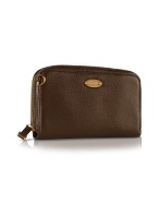 Bucaneve - Bronze Metallic Leather Zip Clutch w/Strap