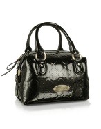 Gianfranco Ferre Lauro - Black Logo Patent Leather Handbag