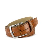 Gianfranco Ferre Men` Brown Croco Stamped Italian Calf Leather Belt