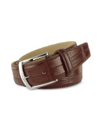 Gianfranco Ferre Men` Dark Brown Croco Stamped Italian Calf Leather Belt