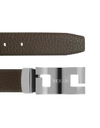 Gianfranco Ferre Men` Reversible Black/Dark Brown Box Buckle Leather Belt